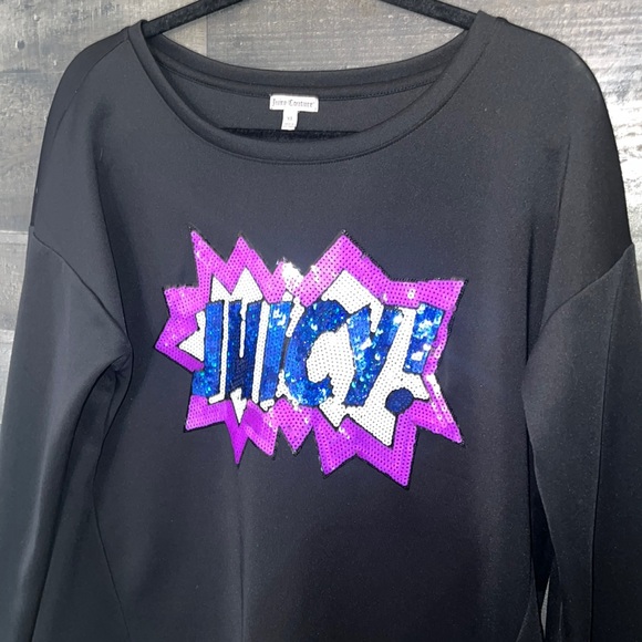 Juicy Couture Tops - Fun Black with White Purple and Blue Juicy Couture Sweatshirt